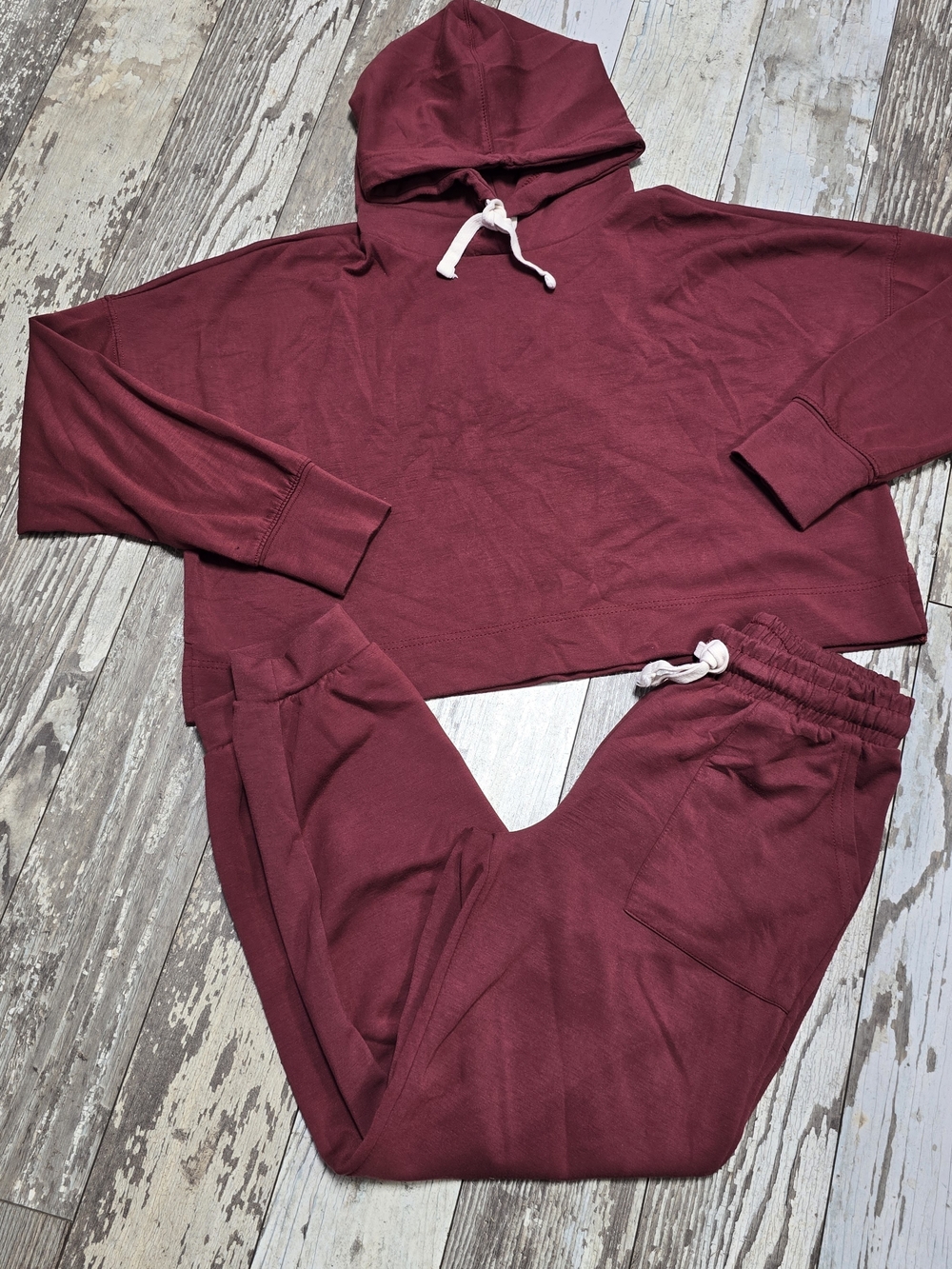 Better Together Women's 2 Piece Maroon Hoodie and Sweatpants Set Size Medium